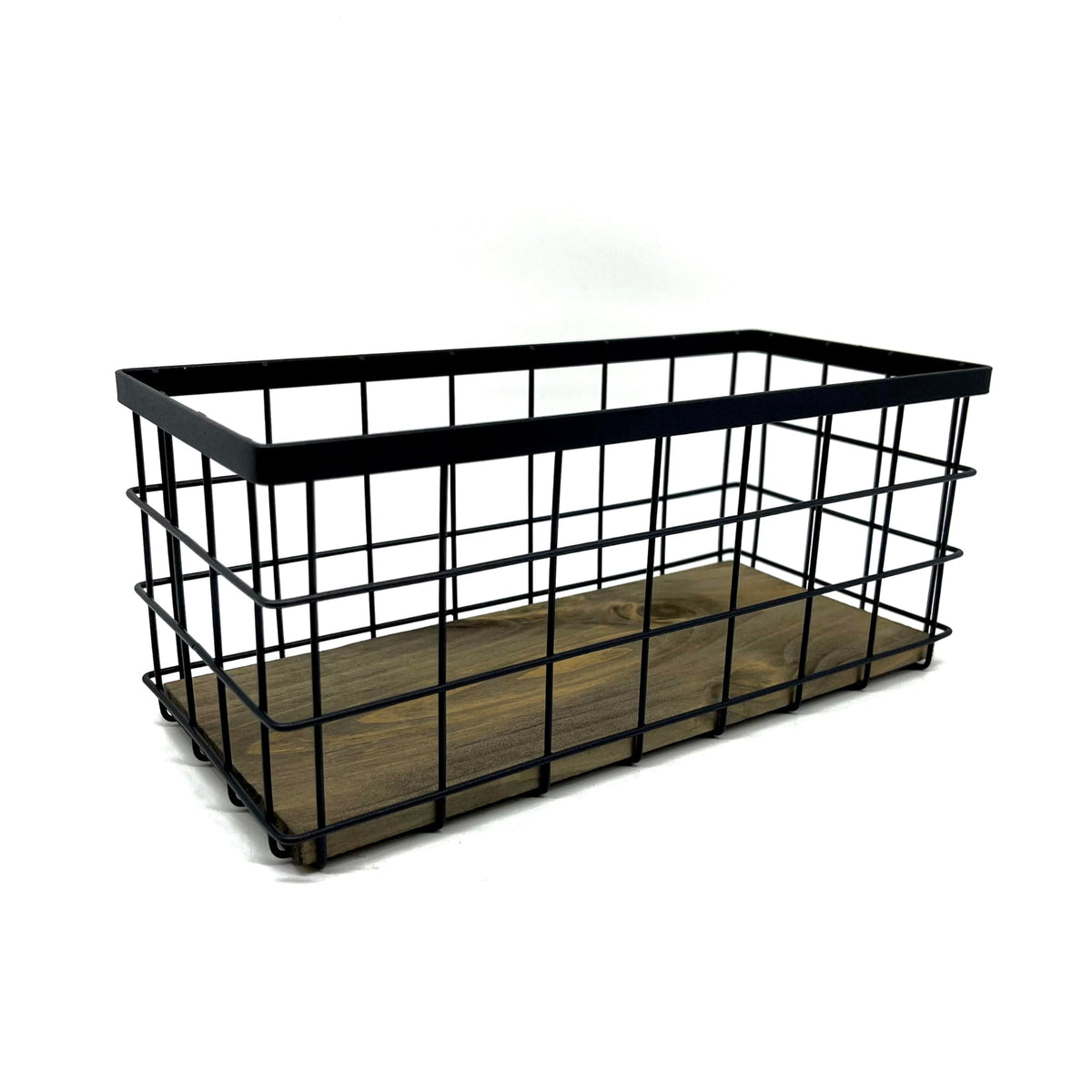 HUA HUALINK Small Bathroom Organizer Tray with wooden base, Home Decor Basket, Metal Wire Storage Basket, Organizer for Skincare