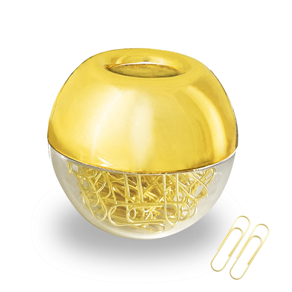 Magnetic Paper Clip Holder, Gold Holder With Gold Paperclips 100Pcs 28Mm(1.1') Cute Office Supplies For Desk Organizer