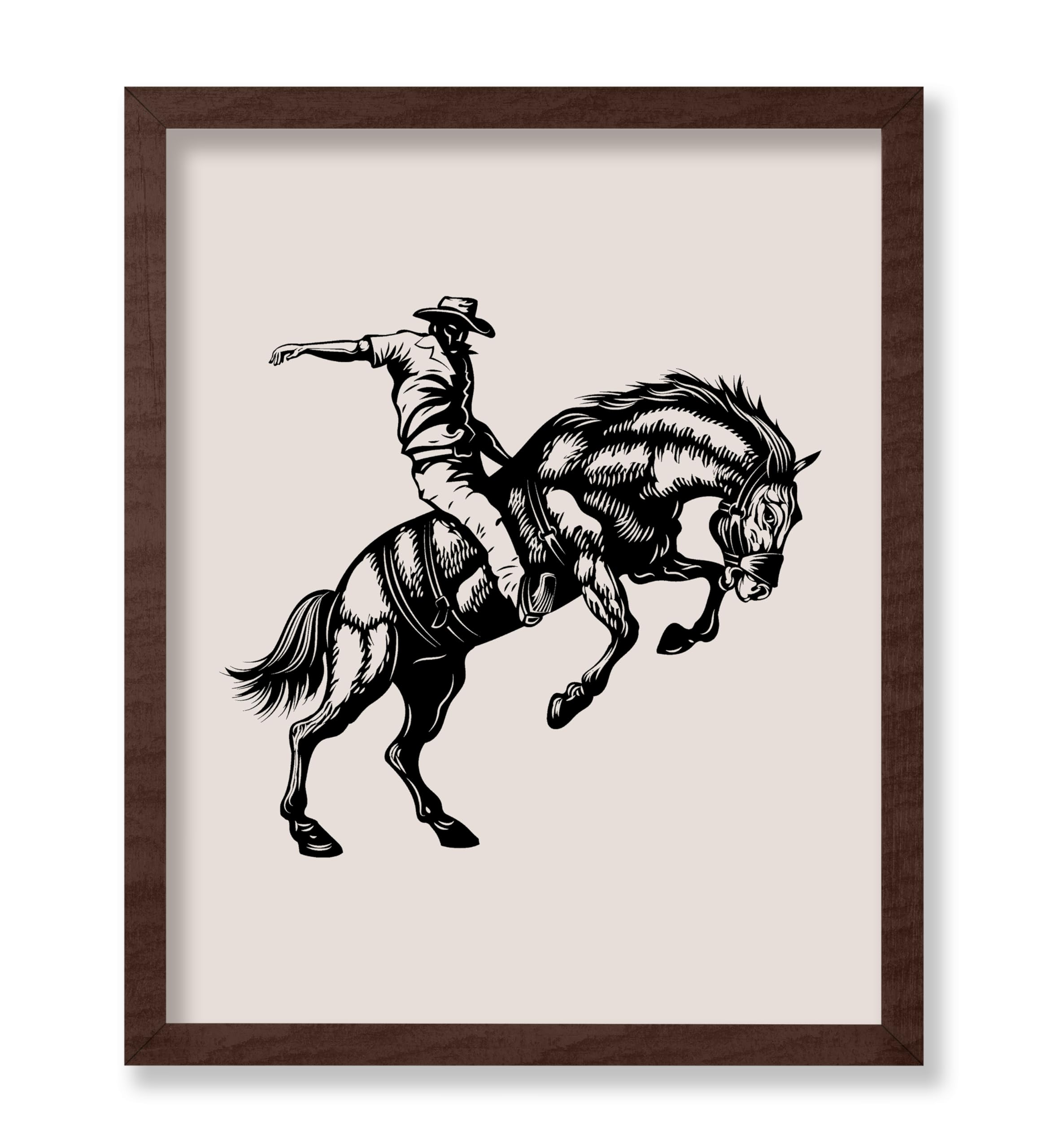 Poster Master Cowboy on Bucking Horse Poster - Retro Cowboy Print - Western Art - Rodeo Art - Wild West Art - Gift for Him & Her
