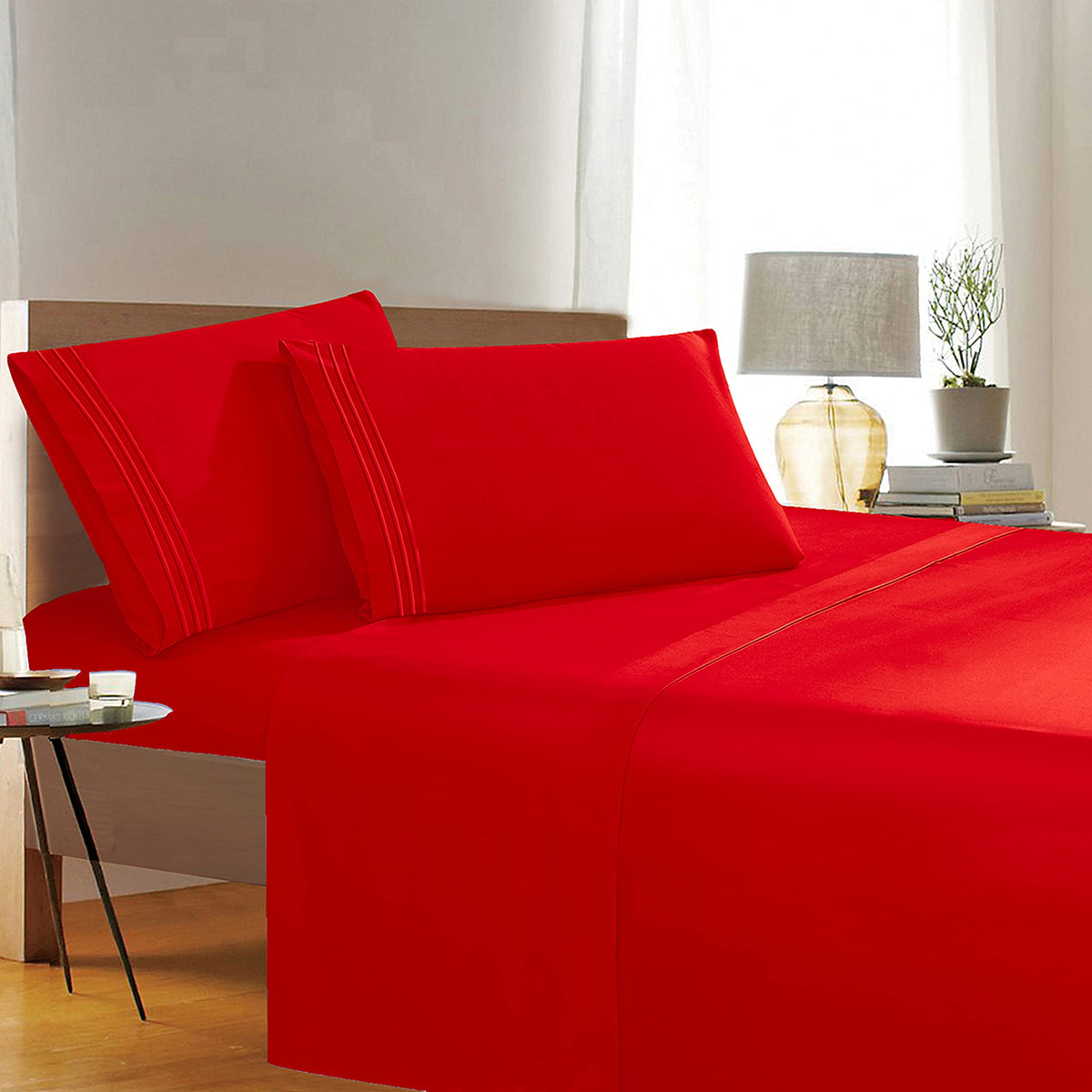 Elegant Comfort Luxury Wrinkle,Fade And Stain Resistant 1500 Premier Hotel Quality 4-Piece Bed Sheet Set, Deep Pocket, Queen Siz