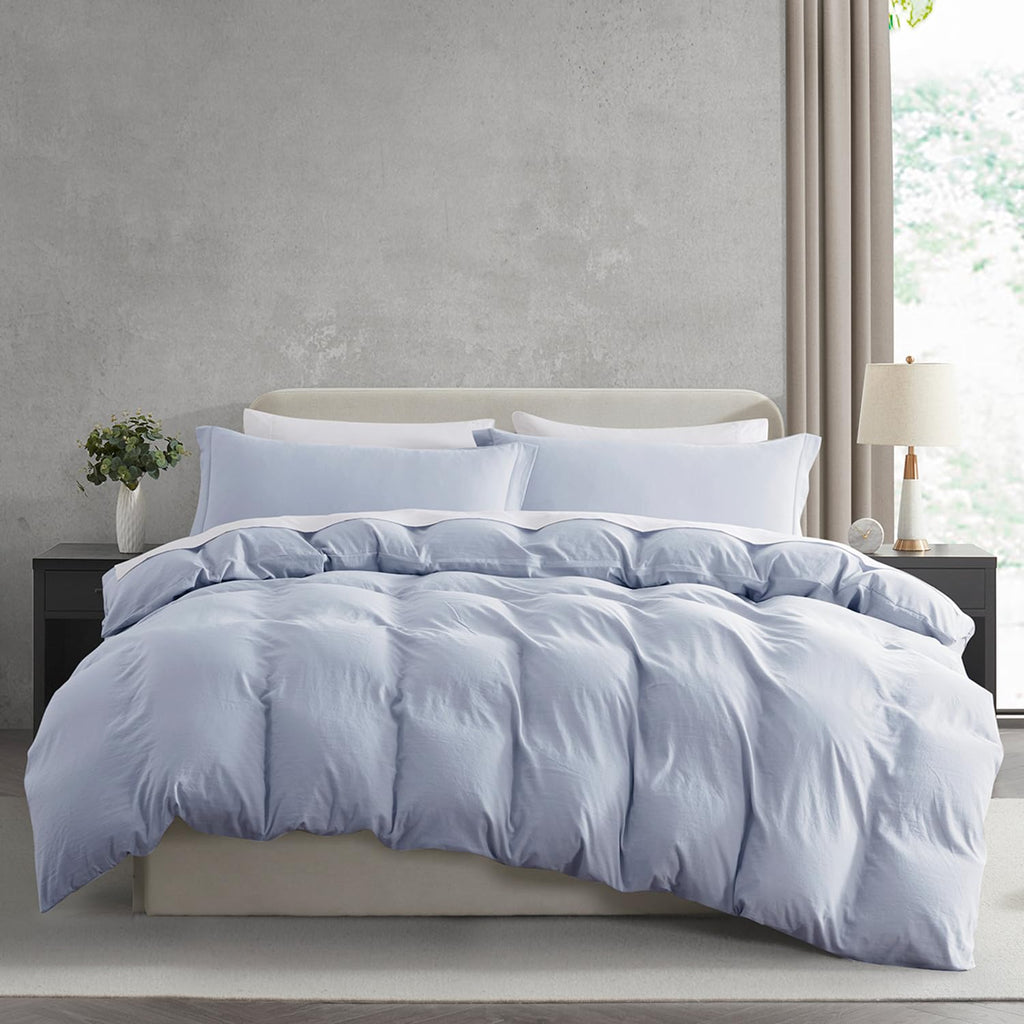 Nestl Twin Duvet Cover Set - Soft Prewashed Ice Blue Duvet Cover Twin/Twin Xl, 2 Piece, With Zipper Closure, 1 Duvet Cover 68X90 Inches And 1 Pillow Sham - No Comforter