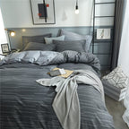 Grey Stripe Duvet Cover Queen Cotton Bedding Sets Geometric Stripe Comforter Cover Modern Style Masculine Bedding Sets For Men B