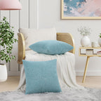 Decoruhome Decorative Throw Pillow Covers 26X26 Set Of 2, Farmhouse Chenille Pillow Covers, Square Soft Pillow Covers For Couch Sofa Bed, Turquoise