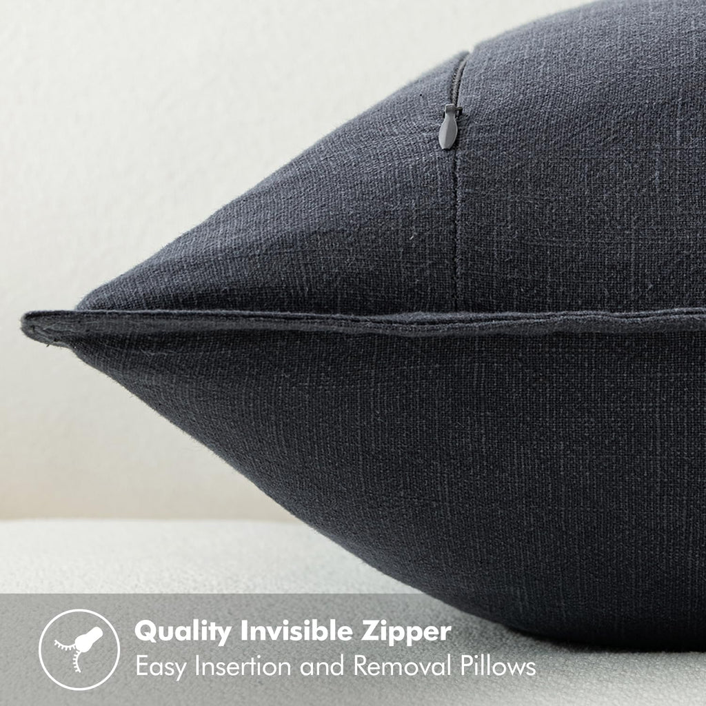 Miulee Linen Pillow Covers 24X24 Inch Dark Gray ?Decorative Boho Farmhouse? ?Neutral Throw Pillows Pack Of 2 Soft Accent Couch Pillowcases Spring Modern Home Decor For Sofa Cushion Livingroom Bed