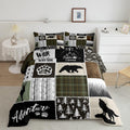 Camper Adventure Kids Comforter Set Twin Size,Deer Antlers Bear Paws Rustic Farmhouse Bedding Set For Boys Girls Adults Room Dec