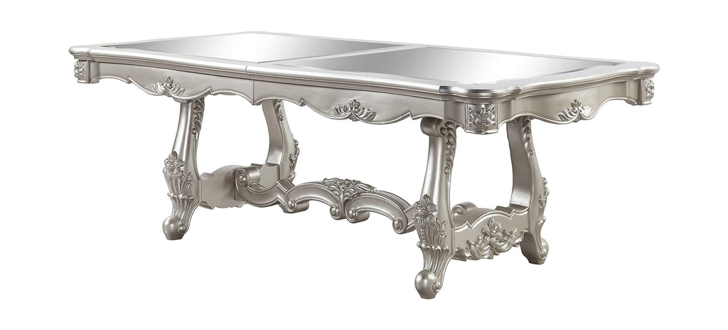 Acme Bently Wooden Double Pedestal Dining Table in Champagne Gold