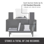 Crosley Furniture Liam Medium Vinyl Record Storage TV Stand and Entertainment Center, Media Console, Black