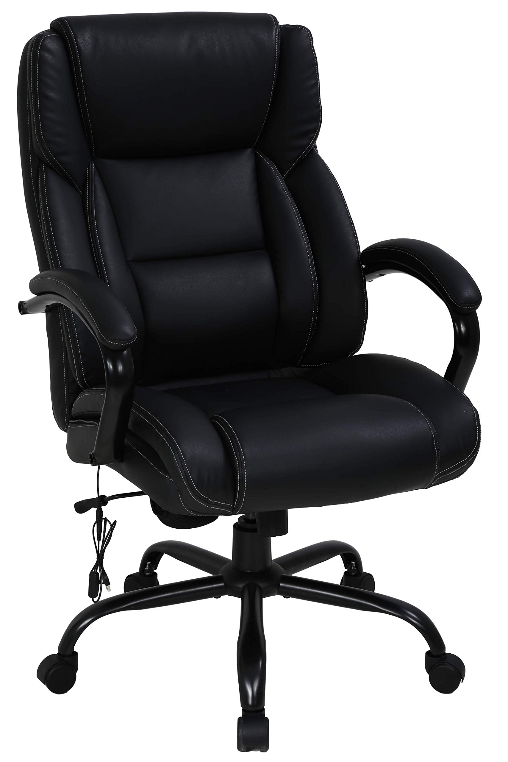 Big & Tall Heavy Duty Executive Chair 500 Lbs Heavyweight Rated Black PU Leather Task Rolling Swivel Ergonomic Executive Office 