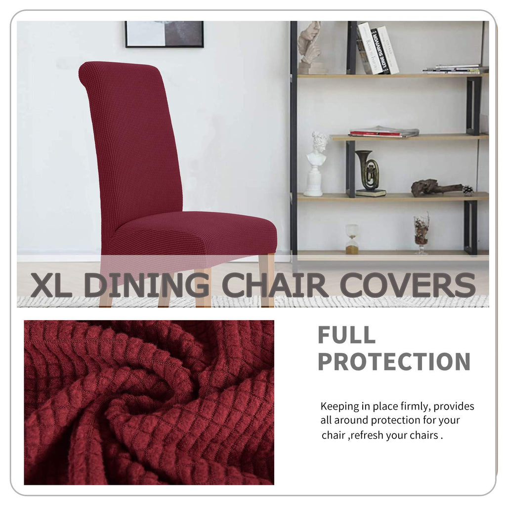 Deisy Dee Stretch Xl/Oversized Soft Spandex Extra Large Dining Room Chair Covers For Kitchen Dining,Removable Washable Chair Protectors Slipcovers (Burgandy, 2)