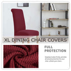 Deisy Dee Stretch Xl/Oversized Soft Spandex Extra Large Dining Room Chair Covers For Kitchen Dining,Removable Washable Chair Protectors Slipcovers (Burgandy, 2)