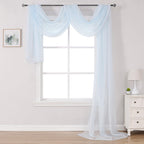 DONREN Scarf Curtain for Window - Home Decoration Sheer Voile Scarf Valance for Wedding (1 Panel, W52 x L216, Light Blue)