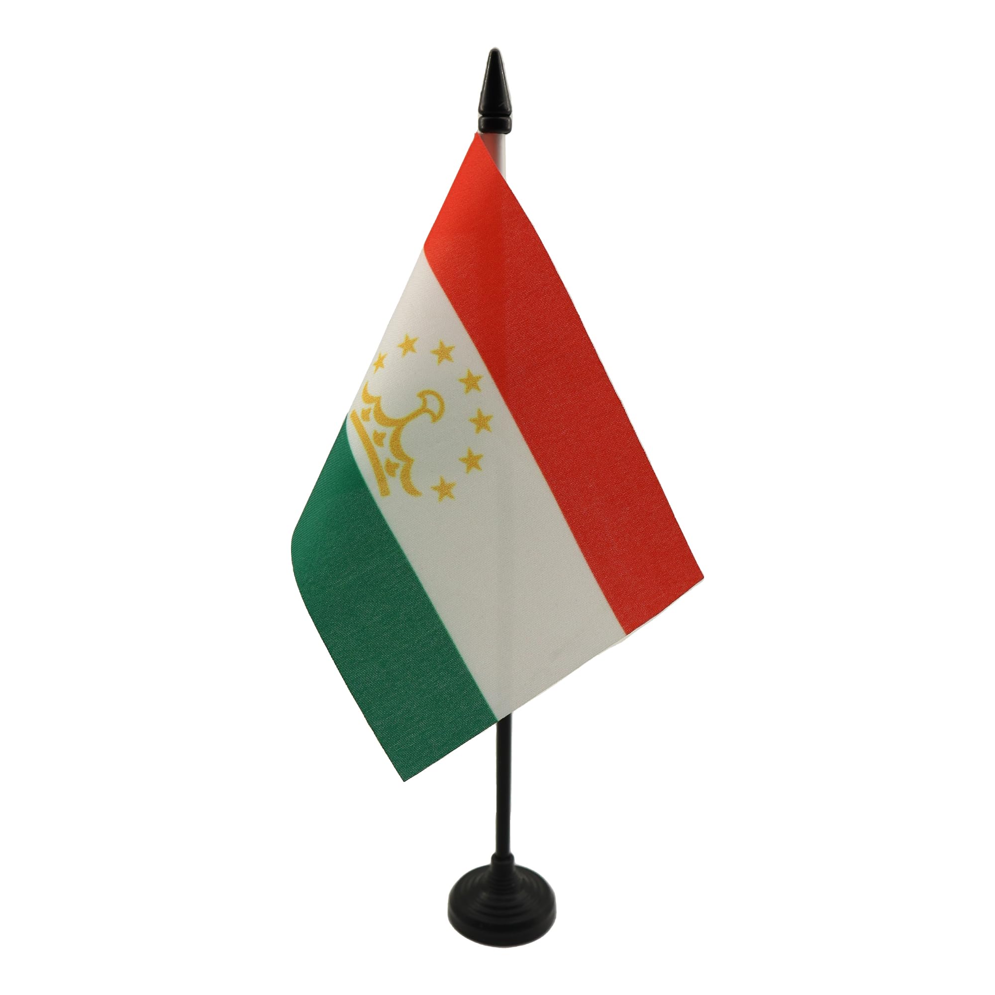 Tajikistan Table Flag 4' X 6' - Tajik Desk Flag 15 X 10 Cm - Black Plastic Stick And Base - Az Flag
