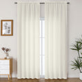 Lecloud Bessie Ivory Curtains 90 Inches Long 2 Panels, Rustic Light Filtering Faux Linen Curtains, Breathable Dual Rod Pocket Dr