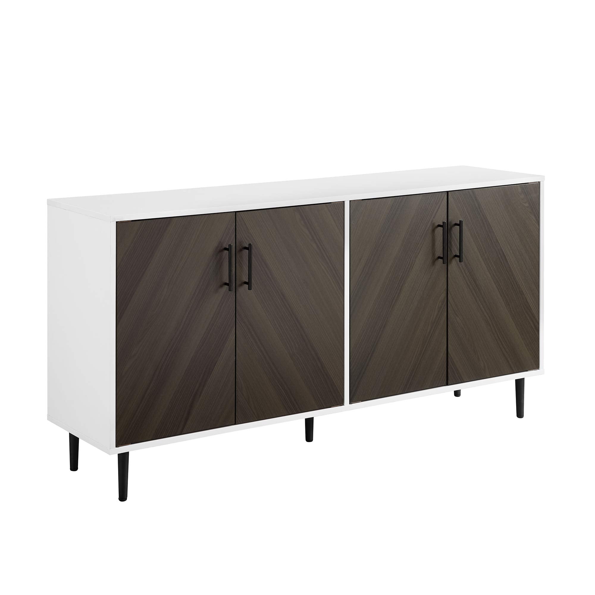 Walker Edison Fehr Modern 4 Door Bookmatch Buffet, 58 Inch, Ash Brown