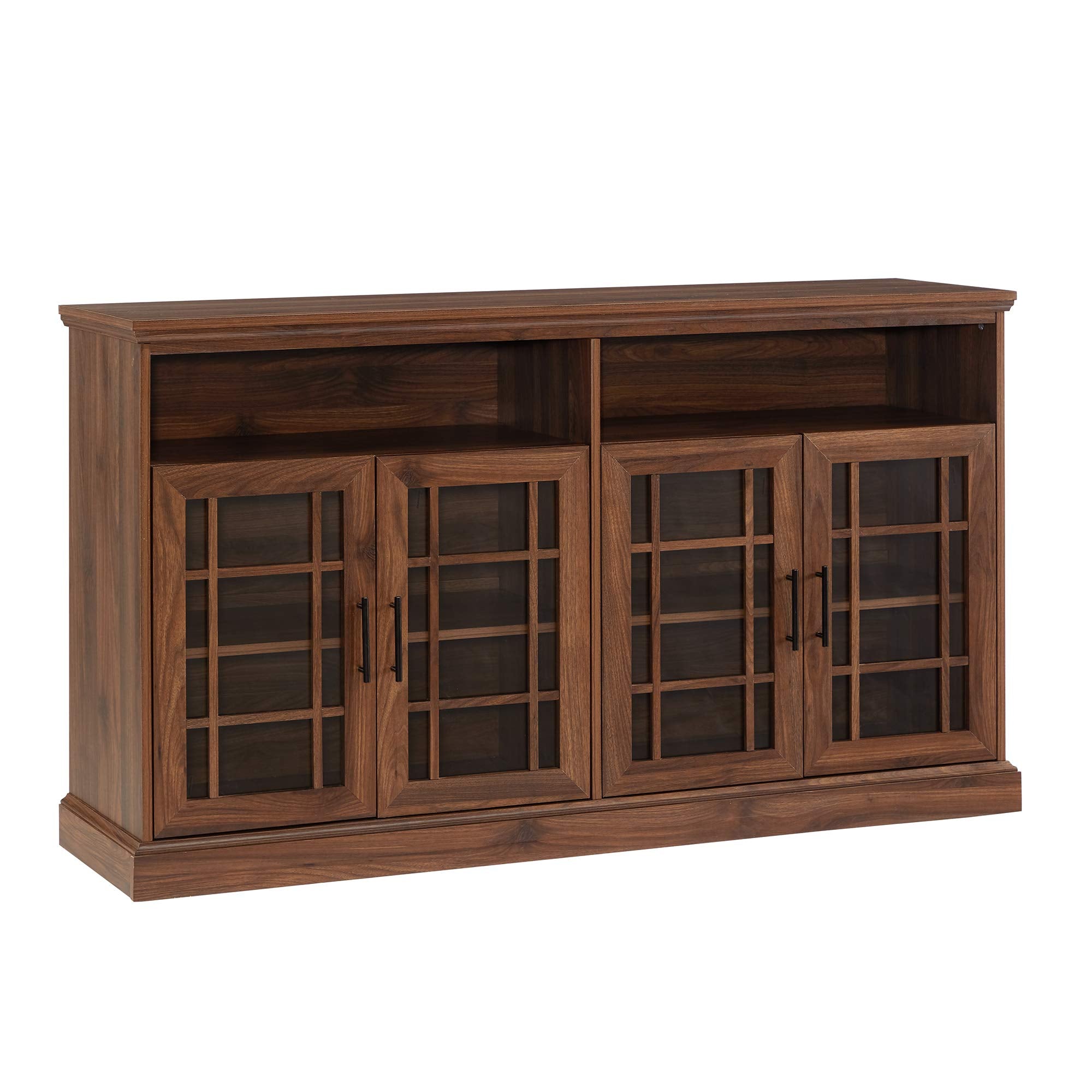 Walker Edison Classic Glass Door Universal TV Stand for TVs up to 64 Flat Screen Living Room Storage Cabinet Doors and Shelves 