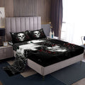 Sugar Skull Sheet Set Gothic Skull Bedding Set for Kids Boys Girls Teens Halloween Themed Bed Sheets Breathable Skeleton Design 
