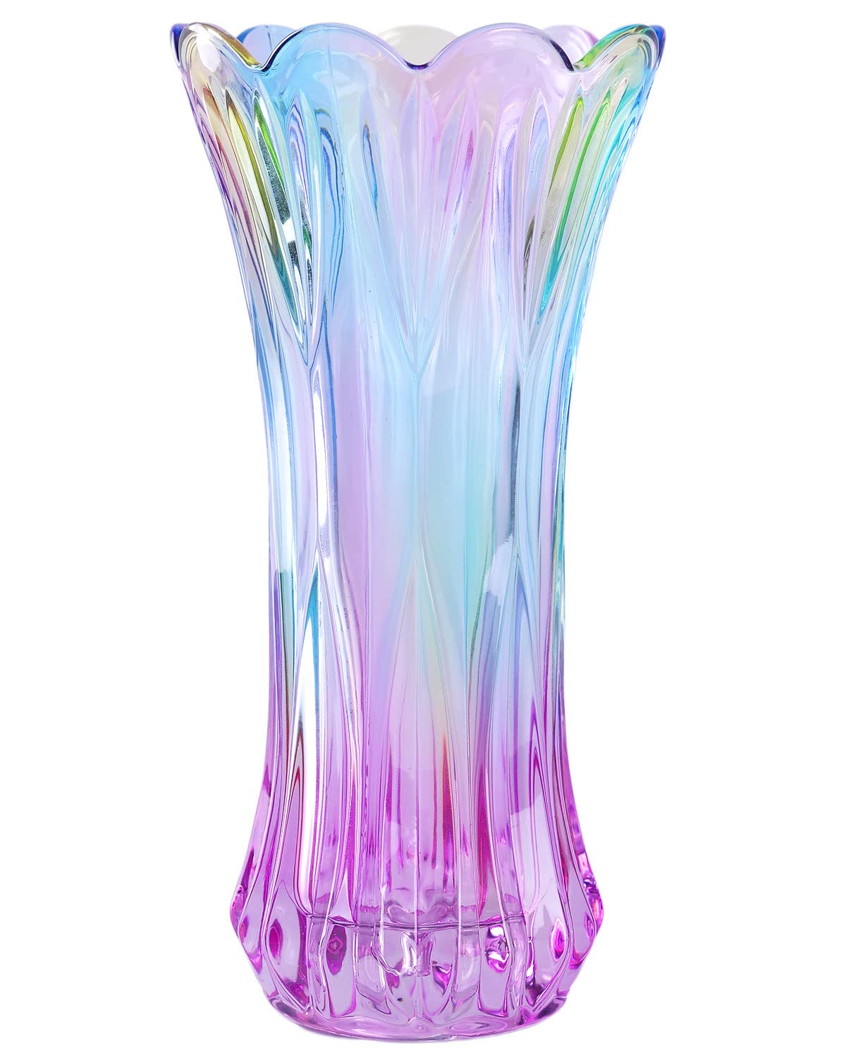 WHJY 12 inch Decorative Crystal Glass Colorful Vase for Centerpieces,Smoking, Flower arrangements,home decor,Wedding or Gift Pho