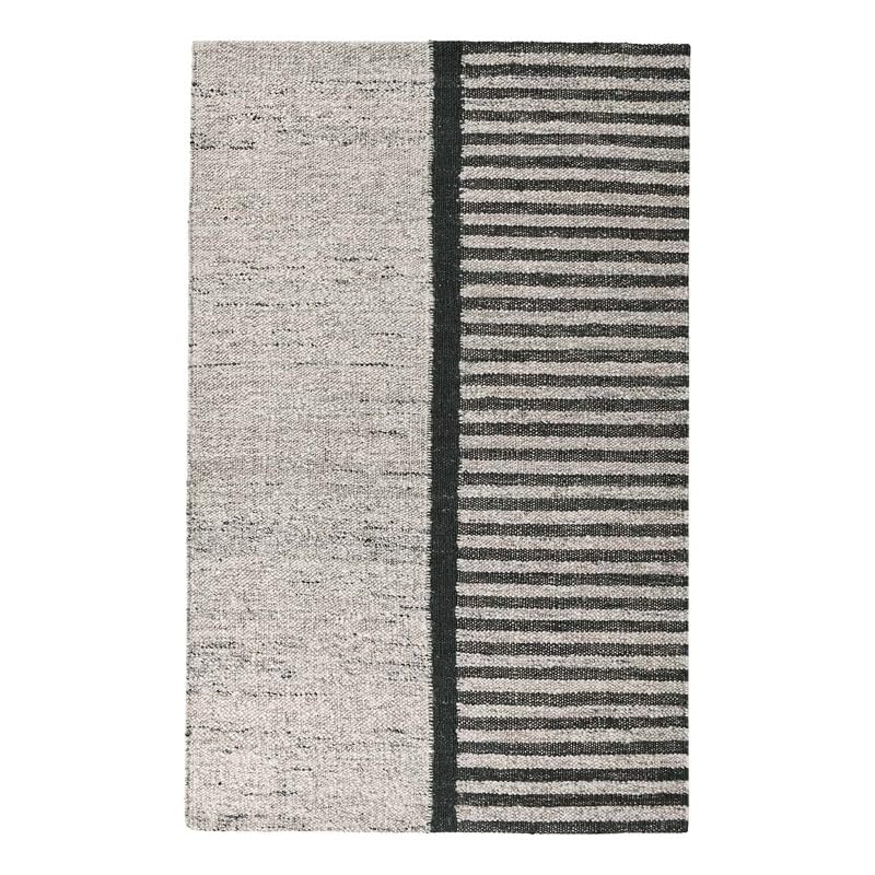 Kosas Home Kofu 108 x 144 Asymmetrical Striped Wool Accent Rug in Natural/Black