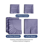 Split King Size 5 Piece Sheet Set - Extra Soft, Breathable & Cooling Sheets - Hotel Luxury Bed Sheets For Women & Men - Deep Pockets, Easy-Fit & Wrinkle-Free Sheets - French Violet Oeko-Tex Bed Sheets
