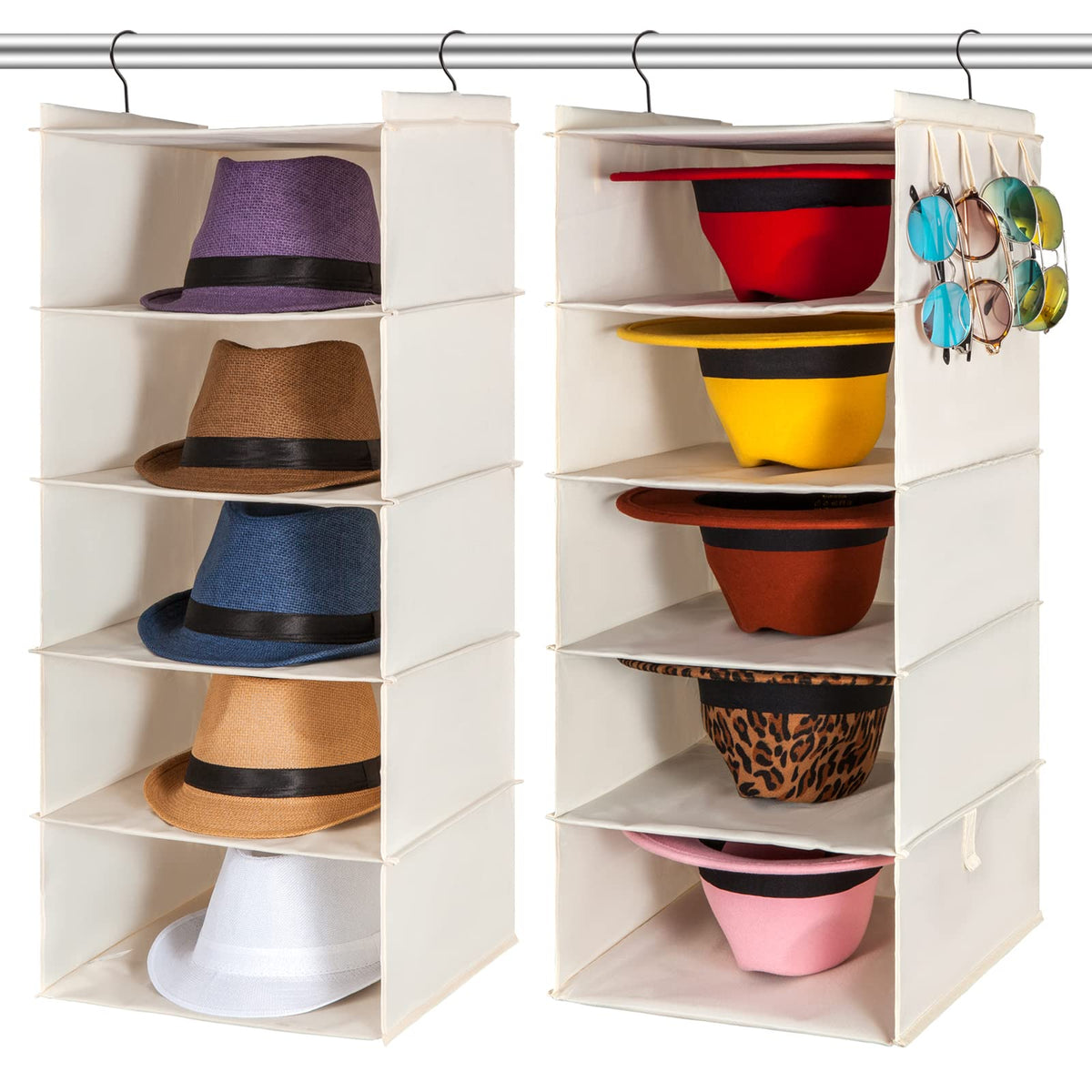 AMZOK Hat Rack for Closet Organizer and Storage Fedora Hanging 10 Shelves
