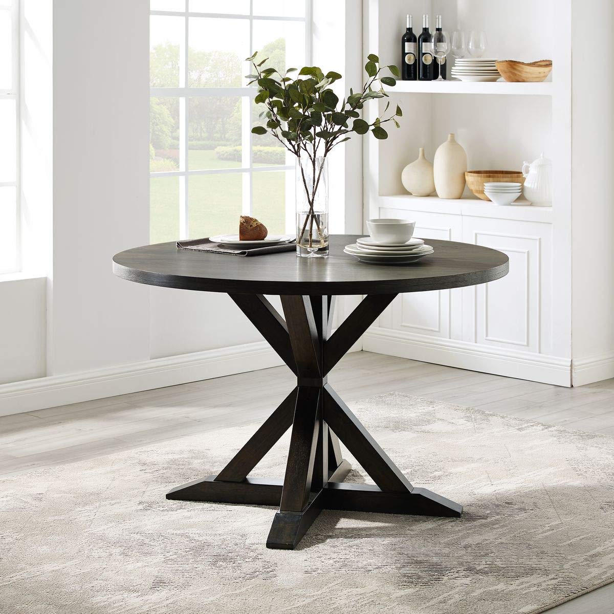 Crosley Furniture Hayden Modern Farmhouse Wood Round Dining Table, Slate