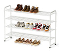 KEETDY 4-Tier Long Shoe Rack for Closet Floor, Wide Shoe Organizer Storage, Stackable Shoe Rack for Entryway Metal Shoe Shelf fo