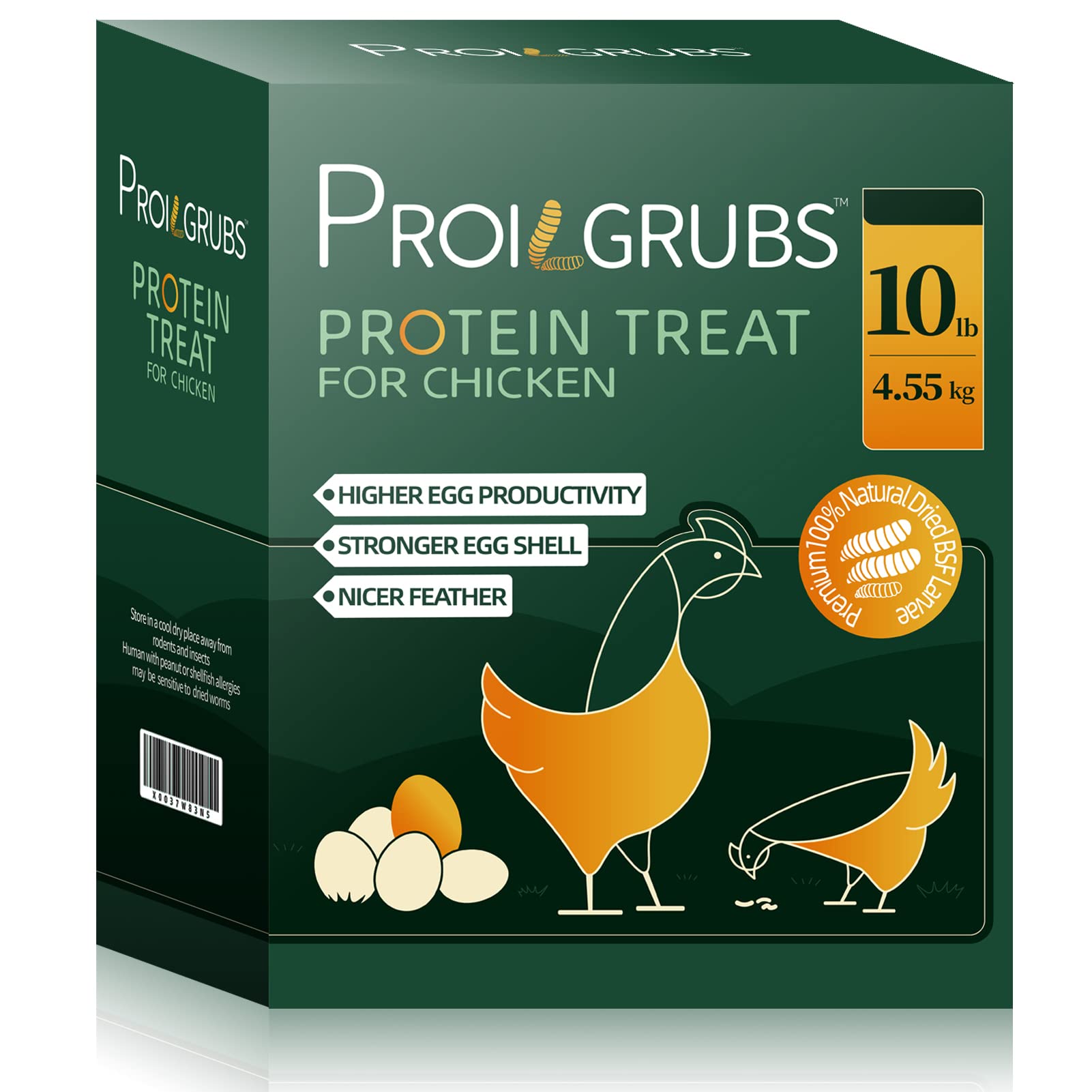 Proilgrubs 10 Lbs - Non-Gmo-Dried Worms For Chickens - 85X More Calcium Than Mealworms - All Natural Dried Black Soldier Fly Lar
