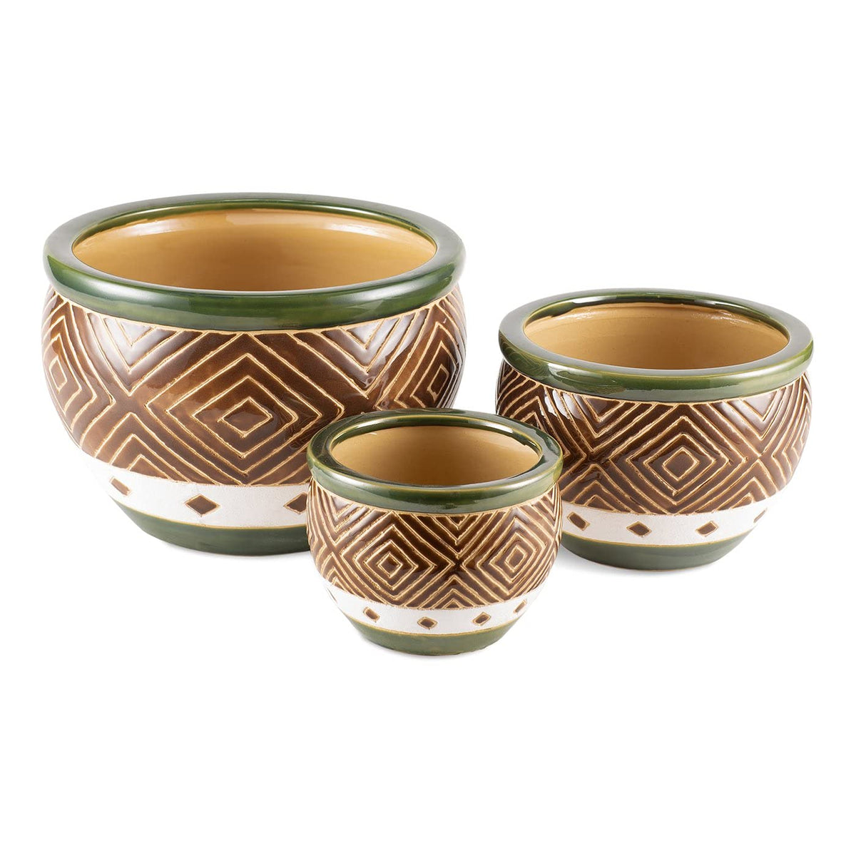 Summerfield Terrace Garden Planters Large, Ceramic Planter Pots, Ceramic Balcony Jade Planter Trio
