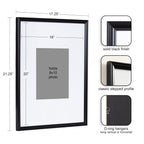 Kate And Laurel Adlynn Rectangle Picture Frame Set Of 3, 16 X 20 Matted To 8 X 10, Black, Modern Three-Piece Frame Set For Galle