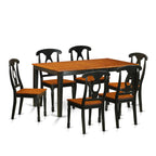 East West Furniture NIKE7-BCH-W 7 Piece Kitchen Table Set Consist of a Rectangle Dining Table with Butterfly Leaf and 6 Dining Chairs, 36x66 Inch, Black & Cherry