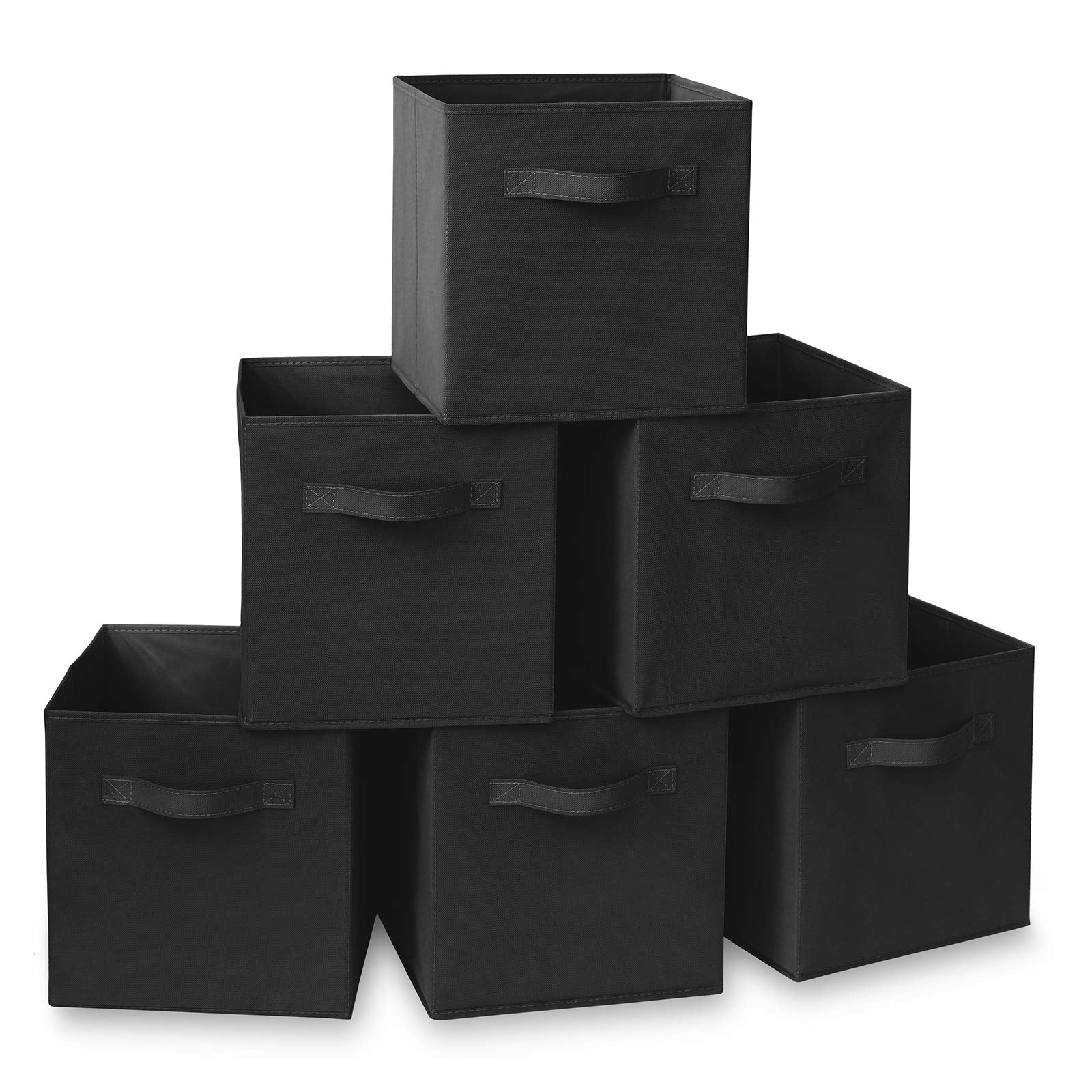 Casafield Set of 6 Collapsible Fabric Cube Storage Bins, Black - 11 Foldable Cloth Baskets for Shelves, Cubby Organizers & More