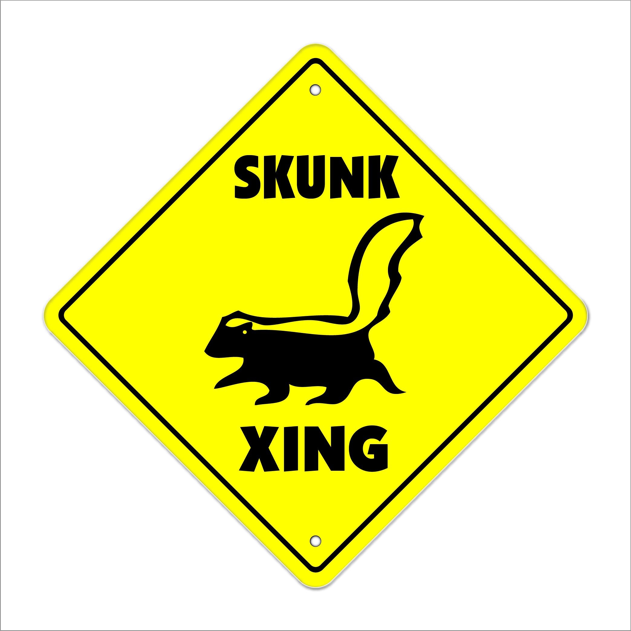 Skunk Crossing Sign Zone Xing | Indoor/Outdoor | 12 Tall Plastic Sign animals funny gag lover stinky joke birthday