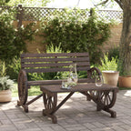 vidaXL 2-Piece Patio Set - Solid Fir Wood Garden Bench and Coffee Table, Ergonomic Seating, Burnt Wood Finish, Outdoor Dining Furniture for Patio/Deck