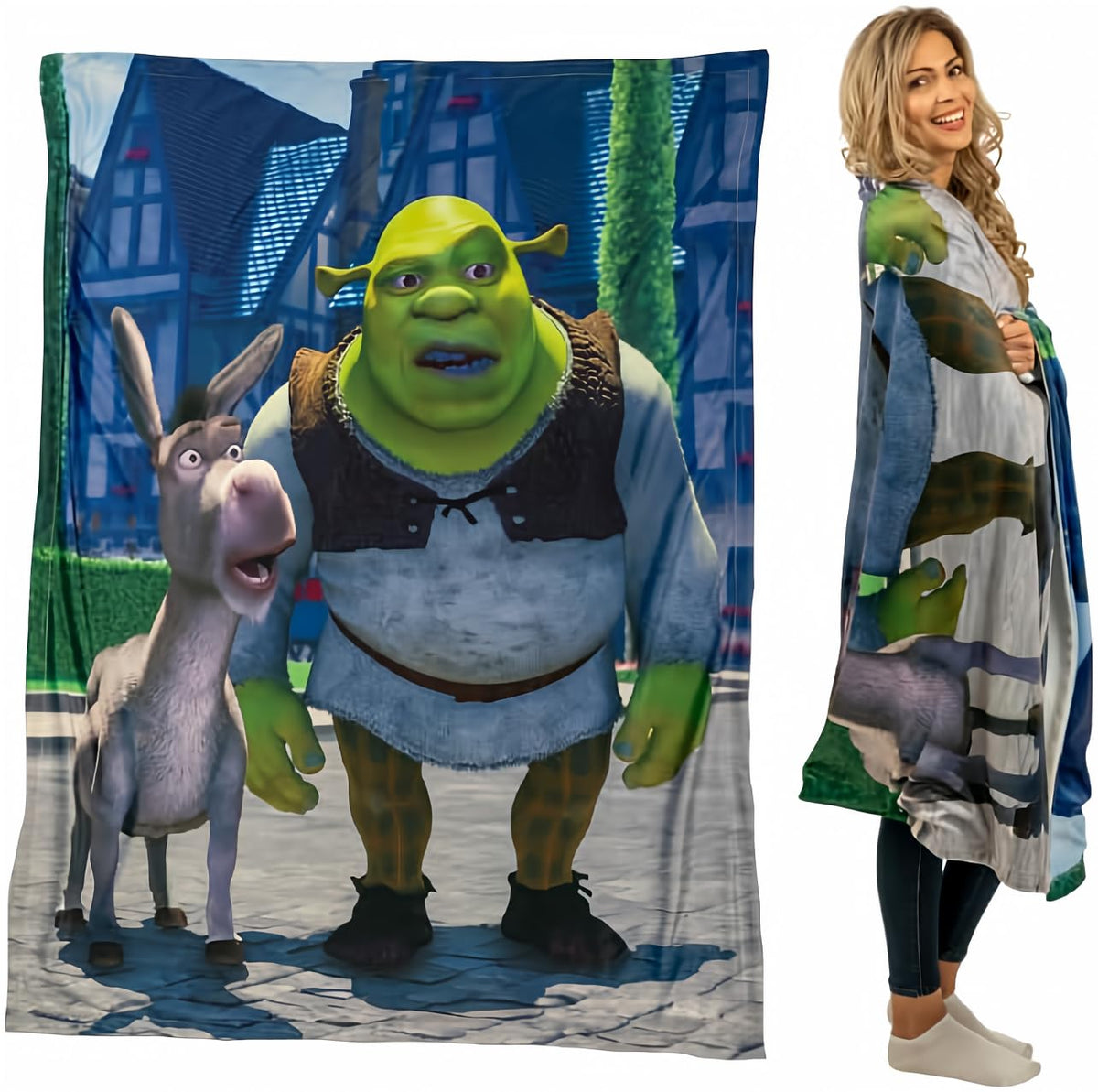Franco Collectibles Shrek Donkey Bedding Super Soft Micro Raschel Throw, 46 In X 60 In, (Officially Licensed Product)