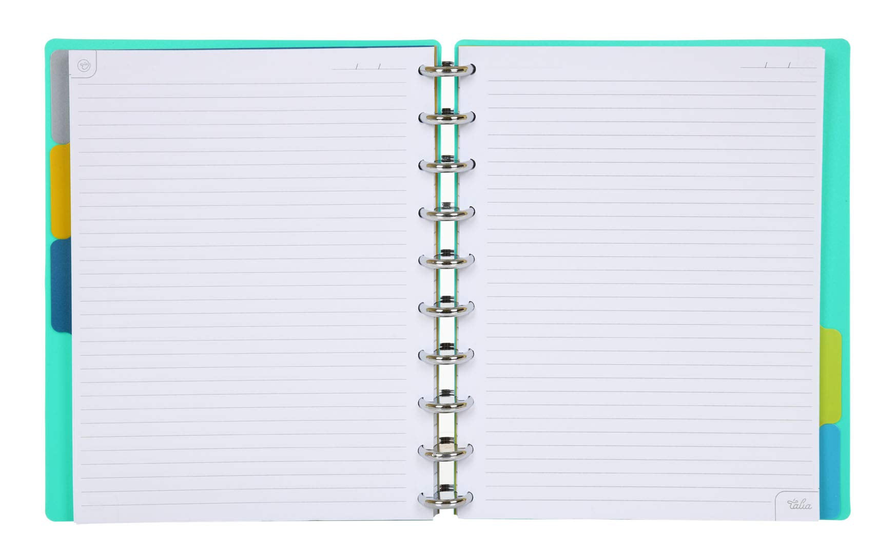 Talia Discbound Notebooks, Planner, Customizable, (Ycelestial Turquoise W/Silver Discs, Junior (5.5In X 8.5In))