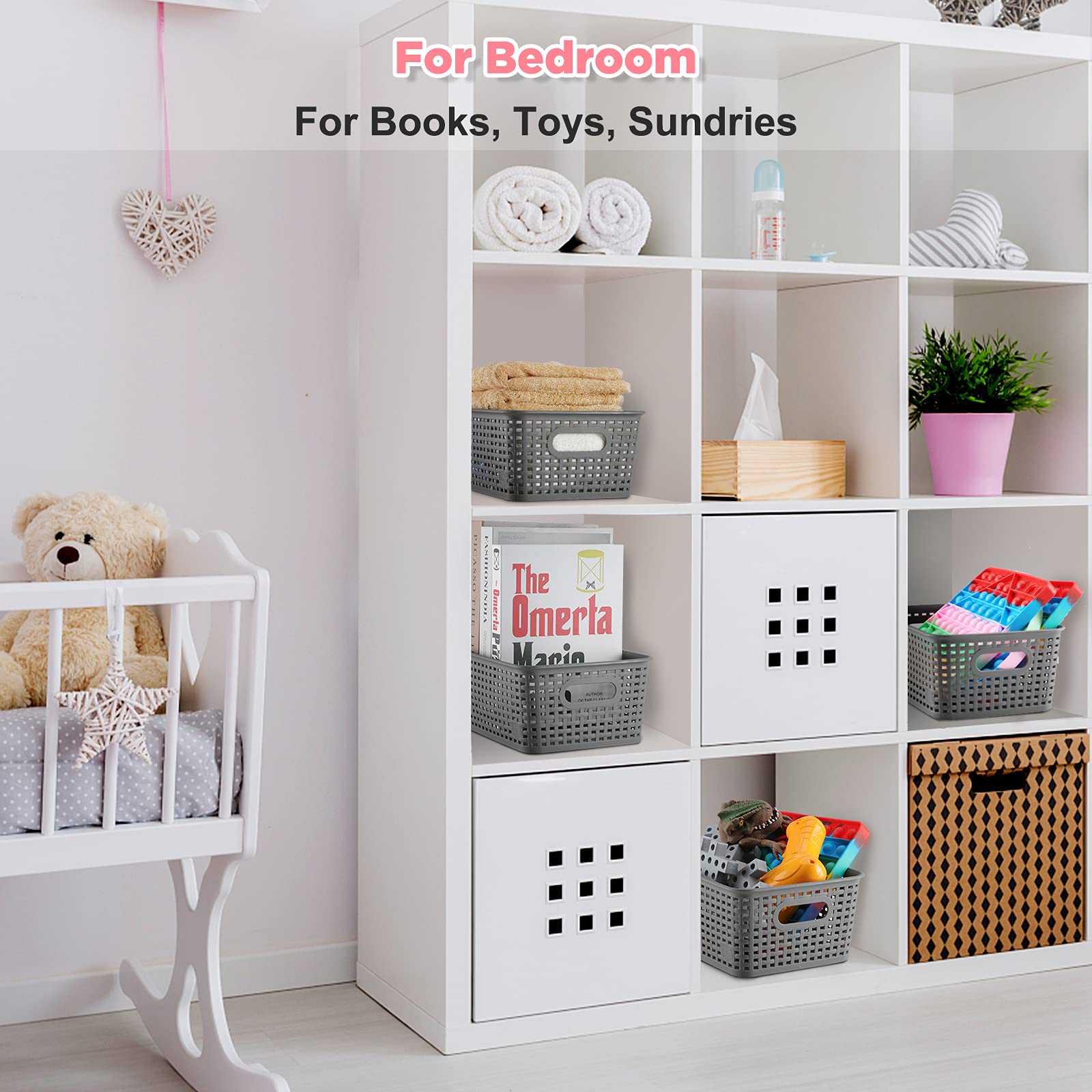 Areyzin Small Storage Bins Plastic Storage Baskets Set Of 6 Sturdy Small Pantry Organizer Bins Organization And Storage Shelves