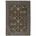 HomeRoots 507993 6 x 9 ft. Blue Red Beige Orange Green & Rust Oriental Power Loom Stain Resistant Rectangle Area Rug with Fringe