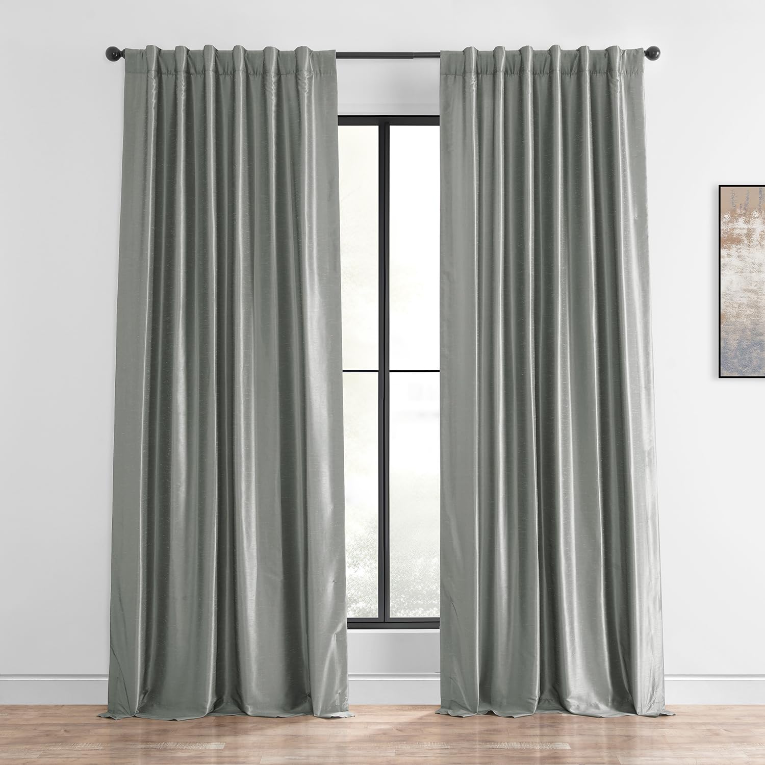 HPD Half Price Drapes Room Darkening Curtains for Bedroom Vintage Textured Faux Dupioni Silk Curtains for Living Room (1 Panel),