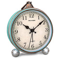 Peakeep 4 Small Battery Operated Antique Retro Analog Alarm Clock for Room Decor, Silent Elegant Bedside Desk Table Gift Clock