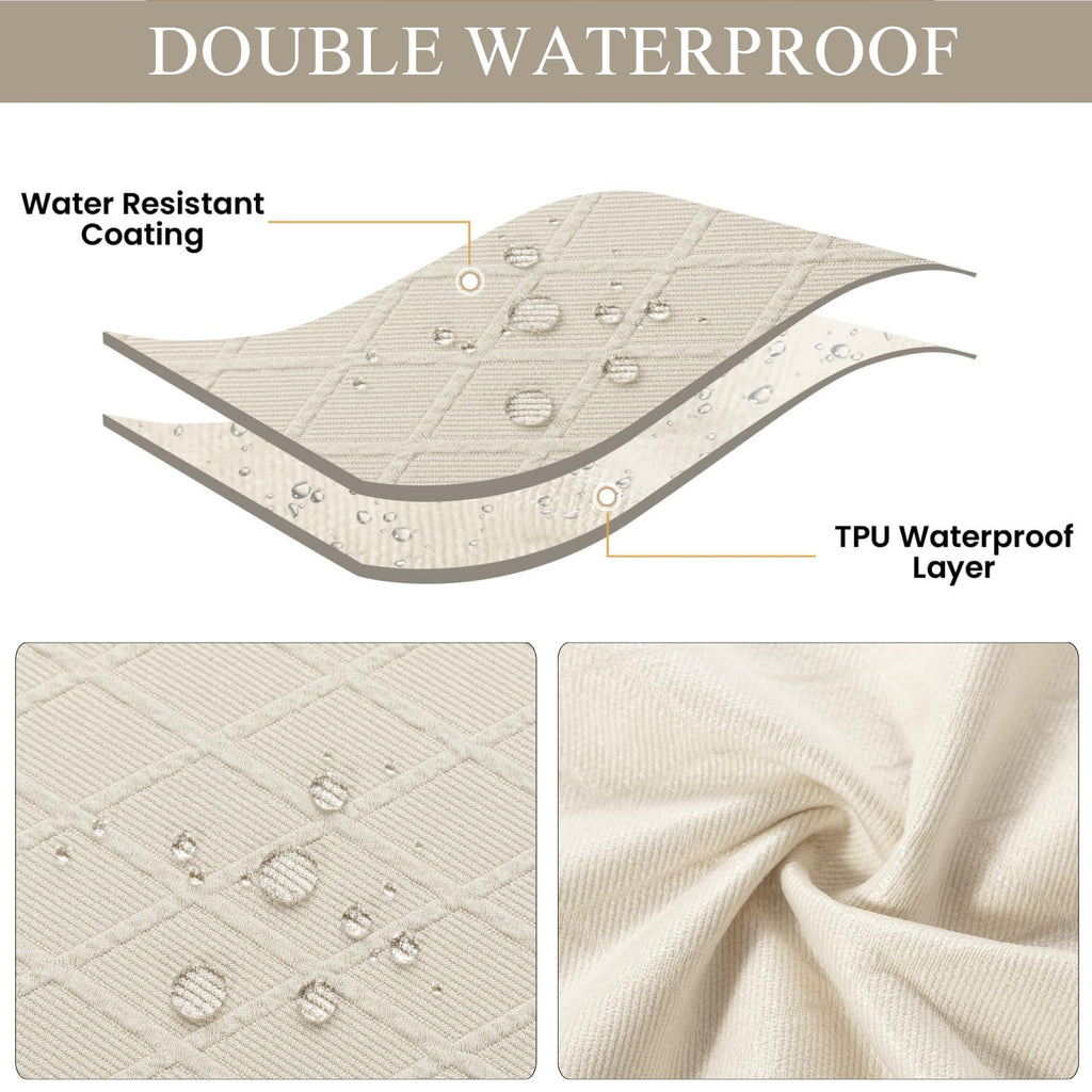 Searchi Waterproof Dining Bench Cover, Stretch Washable Bench Covers Slipcover, Rectangle Benches Seat Covers For Dining Room Living Room Kitchen(Beige)