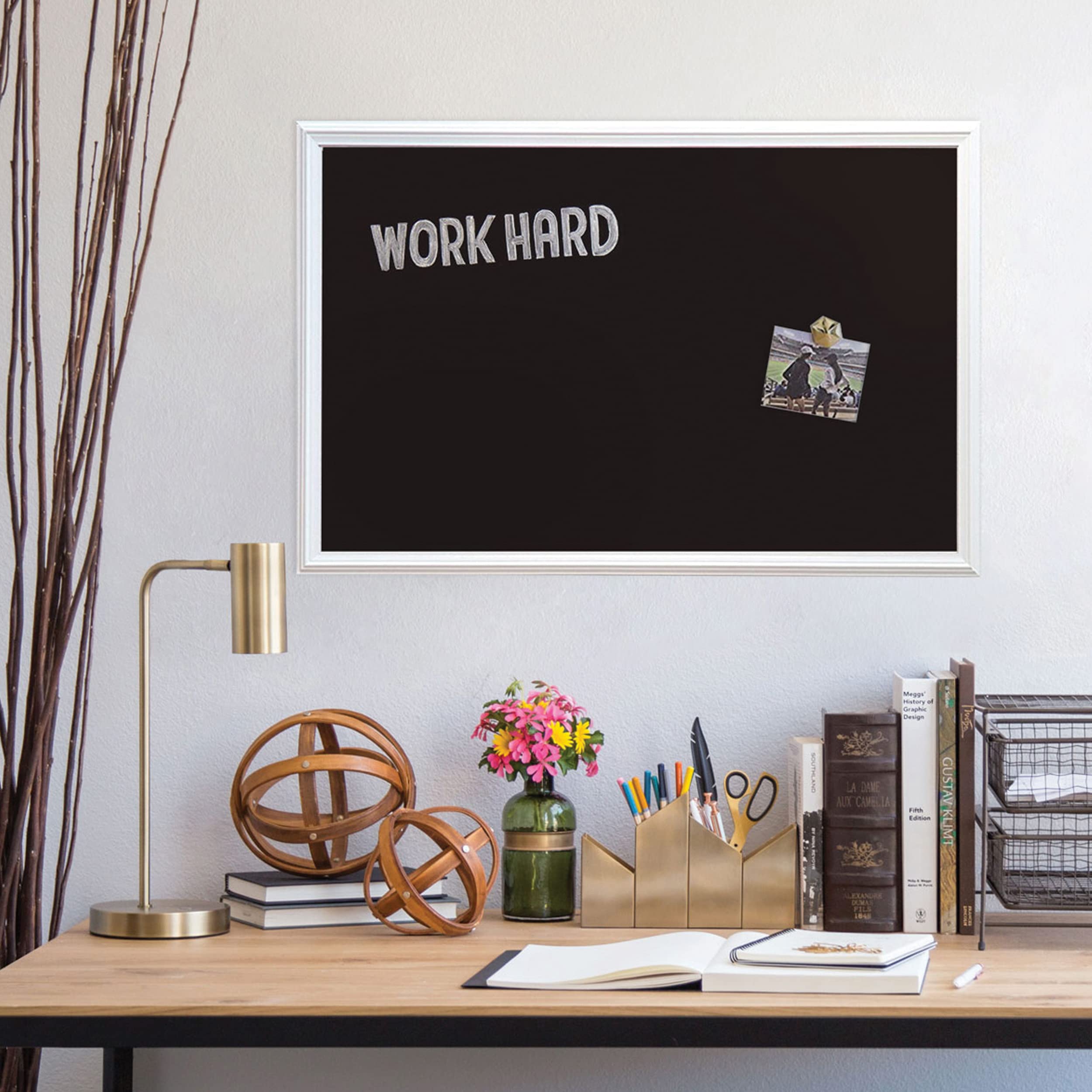 U Brands Magnetic Chalkboard, 30 'X20 ', White Wood Style Frame, Premium Matte Surface