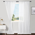 Hiasan Off White Sheer Curtains For Bedroom With Tiebacks, Rod Pocket Light Filtering Voile Textured Drapes Lightweight Window C