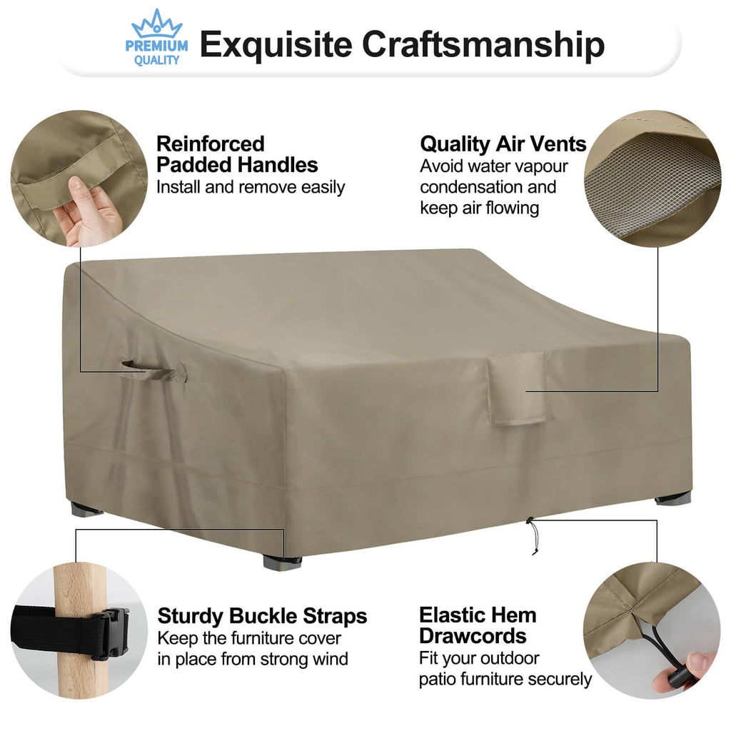 Outdoorlines Outdoor Waterproof Patio 4-Seater Couch Cover - Uv Resistant Patio Sofa Furniture Covers Weatherproof Heavy Duty Glider Covers For Outdoor Furniture, 104Wx32.5Dx33H Inches, Camel