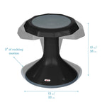 Ecr4Kids Ace Active Core Engagement Wobble Stool, 15-Inch Seat Height, Flexible Seating, Black