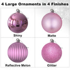 Bubblegun Pink 4.0' Large Christmas Balls - Christmas Tree Decoration Ornaments Shatterproof Hanging Balls For Birthday Hallowe