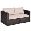 Tangkula Wicker Loveseat 2 Piece, Patio Furniture Couch With Removable Cushions, Rattan Loveseat Sofa For Balcony, Deck, Garden And Poolside