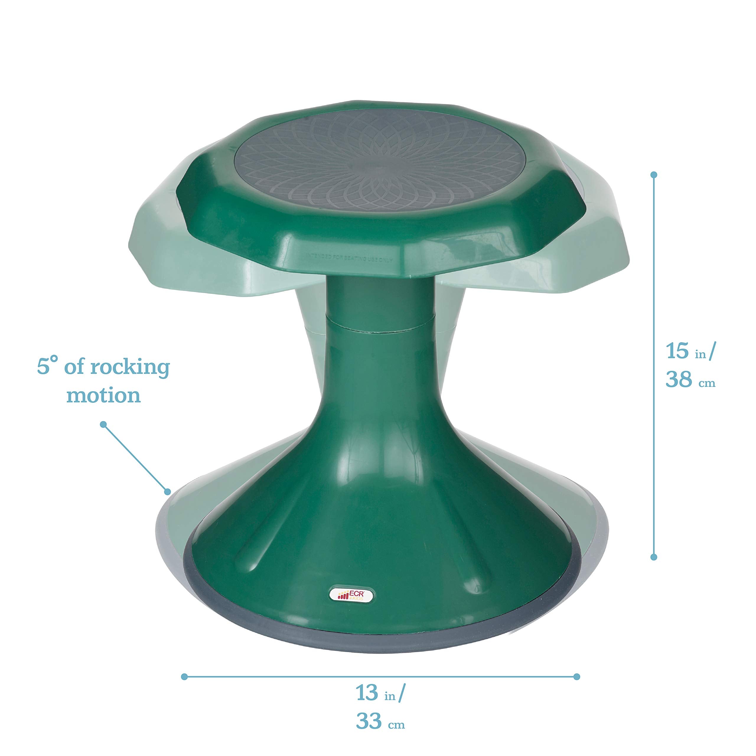 Ecr4Kids Ace Active Core Engagement Wobble Stool, 15-Inch Seat Height, Flexible Seating, Green