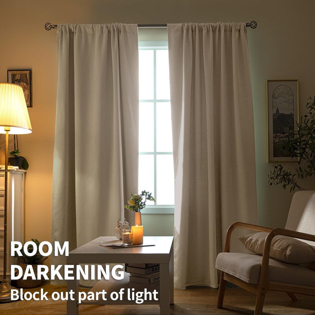 Bgment Short Blackout Curtains 48 Inches Length - Rod Pocket Thermal Insulated Room Darkening Window Drapes For Kitchen Bedroom Bathroom, Grey, 2 Panels, 42 X 48 Inch