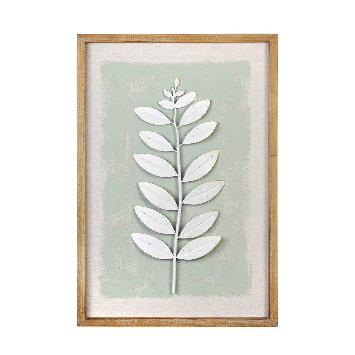 HomeRoots Leaf Wall Art With Ivory Distress Finish