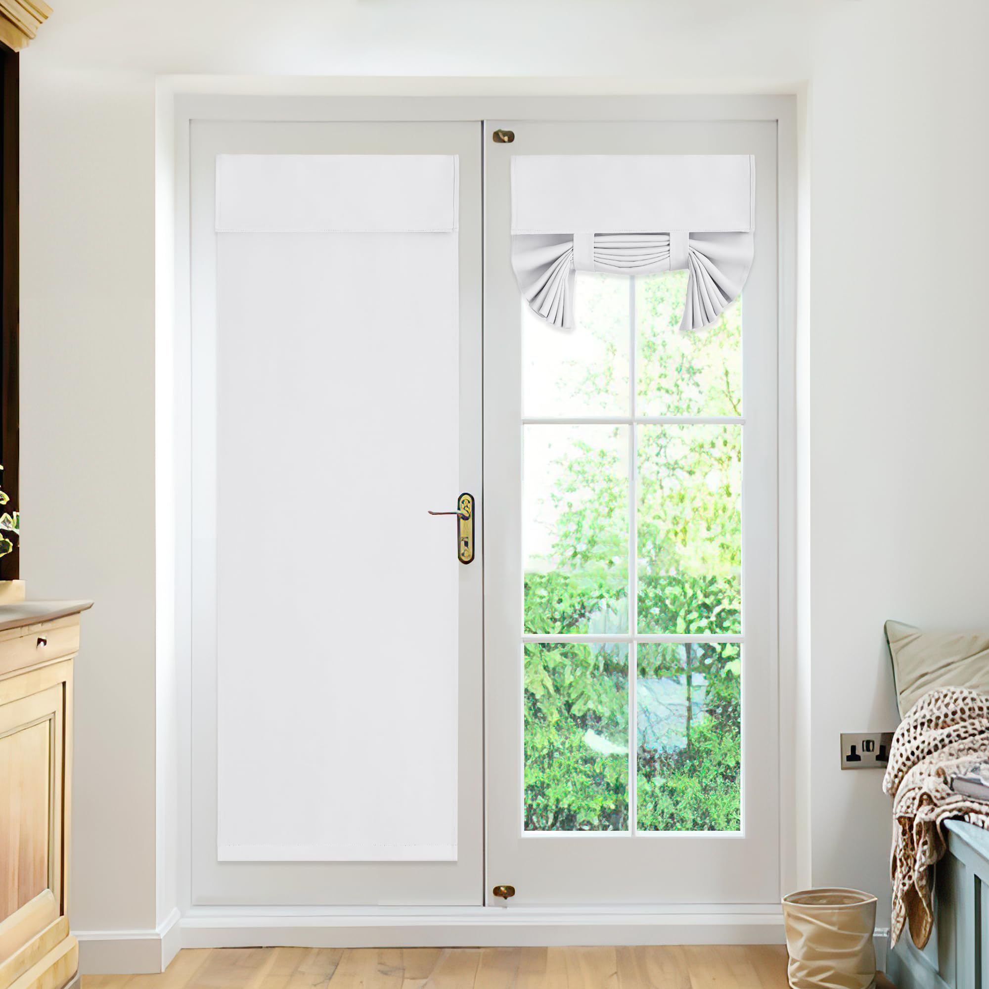 Ryb Home Blackout Door Curtains 2 Panels Set, Privacy Insulating Glass Window Door Blind Shdes For French Door Nana Door Sidelight Door Office, W 26 X L 72, Pure White